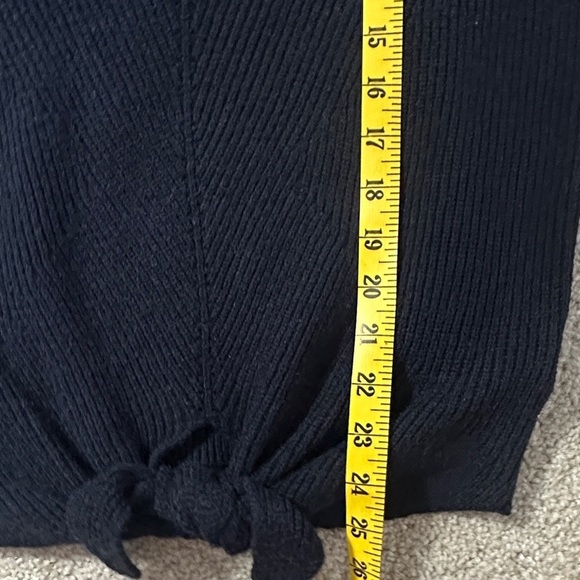 Moth by Anthropologie Navy Ribbed Front Tie Sweater Casual Cozy Women’s Small - Picture 8 of 9